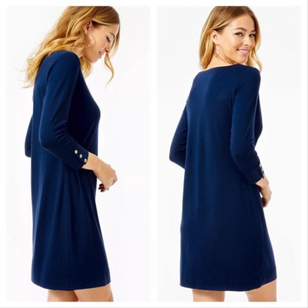 Lilly Pulitzer Navy Long-Sleeve Shift Dress